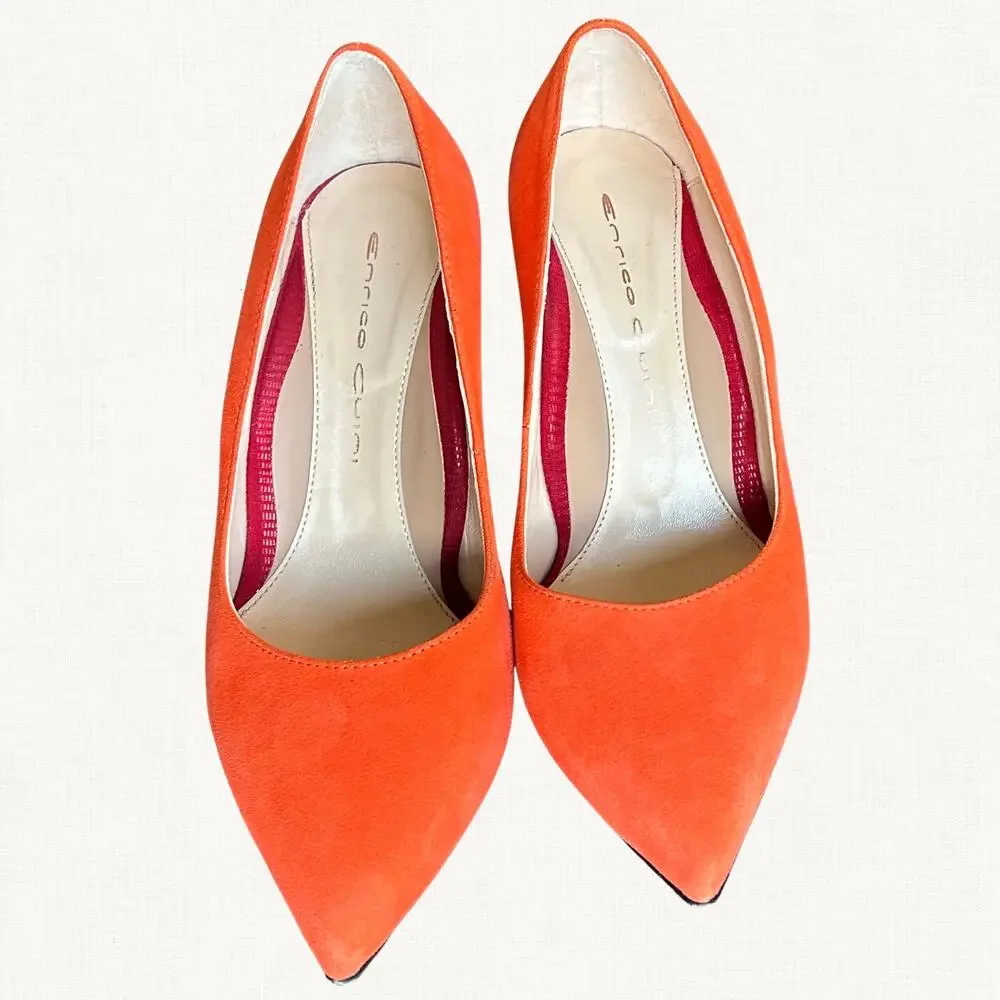Enrico Cuini Farah Tangerine Suede‎ ALIA Pumps Size 35.5 C